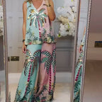 🌴 Tropical Coconut Tree Set – Lightweight Tank & Pants for Beach Vacays