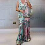 🌴 Tropical Coconut Tree Set – Lightweight Tank & Pants for Beach Vacays