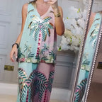 🌴 Tropical Coconut Tree Set – Lightweight Tank & Pants for Beach Vacays