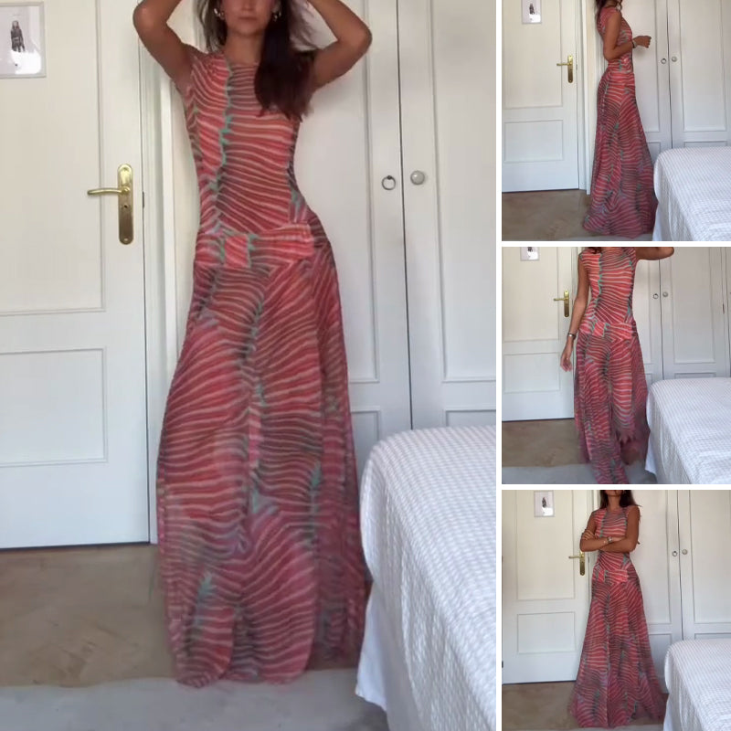 👗 Women's Sheer Mesh Sleeveless Top & Skirt Set | Romantic Sheer Layers ✨