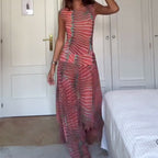 👗 Women's Sheer Mesh Sleeveless Top & Skirt Set | Romantic Sheer Layers ✨