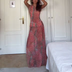 👗 Women's Sheer Mesh Sleeveless Top & Skirt Set | Romantic Sheer Layers ✨