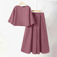 🌟 Perfect for both staying home and going out! Round neck and mid-length sleeve suit | Wide-leg pants hide your figure, T-shirt makes you look slimmer, one-piece set.