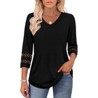 ✨ Classic Solid V-Neck Top with 3/4 Sleeves – Comfortable & Flattering for All Occasions