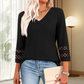 ✨ Classic Solid V-Neck Top with 3/4 Sleeves – Comfortable & Flattering for All Occasions