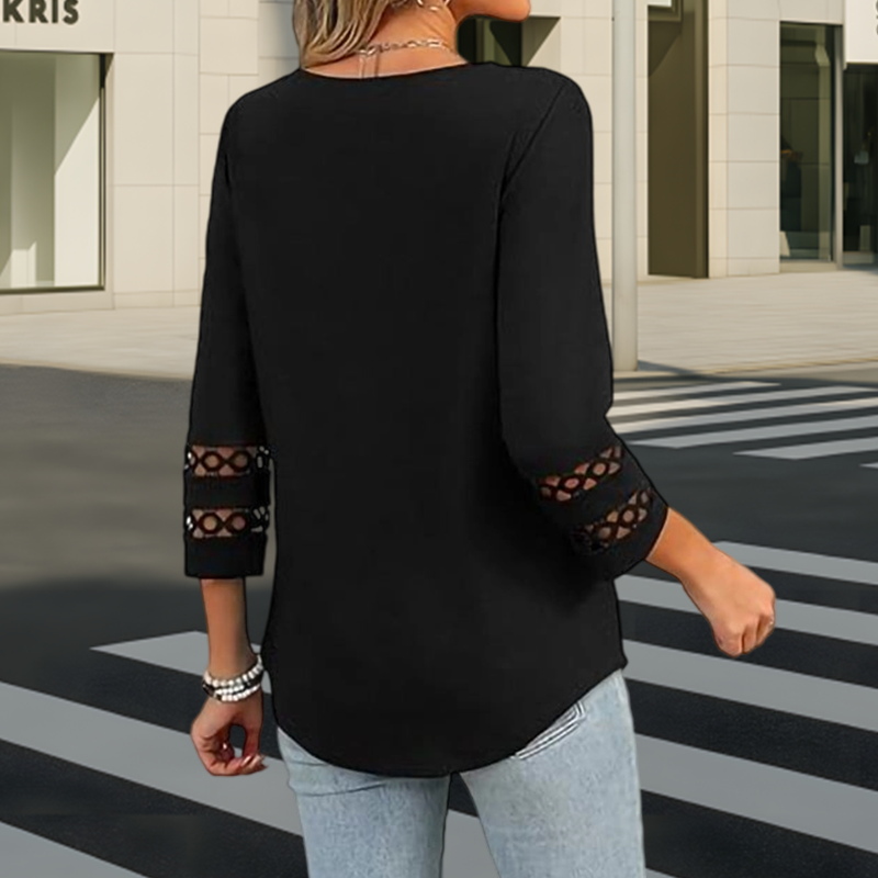 ✨ Classic Solid V-Neck Top with 3/4 Sleeves – Comfortable & Flattering for All Occasions