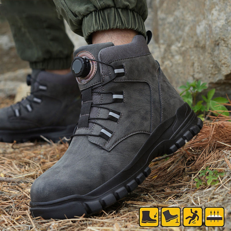 💪 Heavy-Duty Yet Lightweight: Men’s Multifunctional Work Shoes – Steel Toe & Flexible Sole