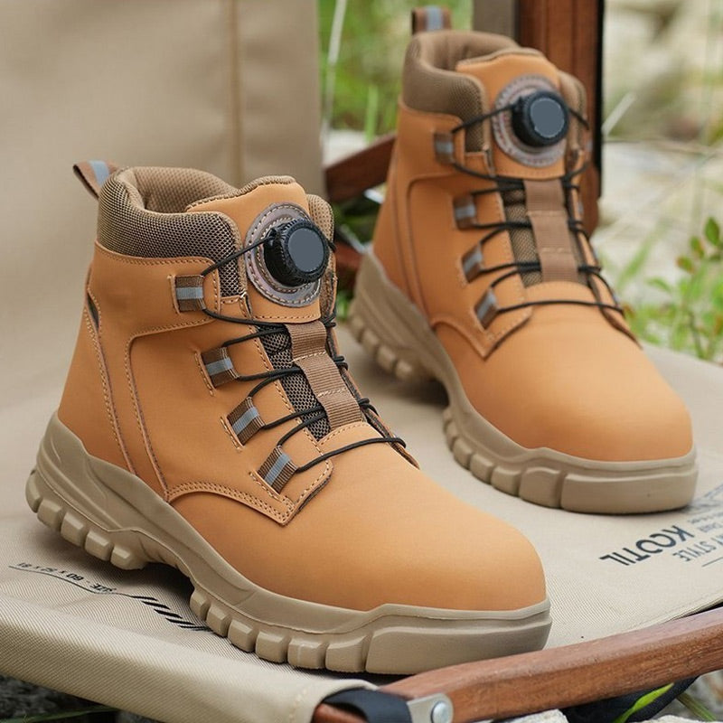 💪 Heavy-Duty Yet Lightweight: Men’s Multifunctional Work Shoes – Steel Toe & Flexible Sole