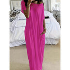 🌸 Loose Fit Solid Long Dress – Women's Short-Sleeve Summer Casual Vibe