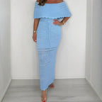 👑 Bespoke Off-Shoulder Maxi – Exclusive Evening & Party Statement