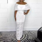 👑 Bespoke Off-Shoulder Maxi – Exclusive Evening & Party Statement