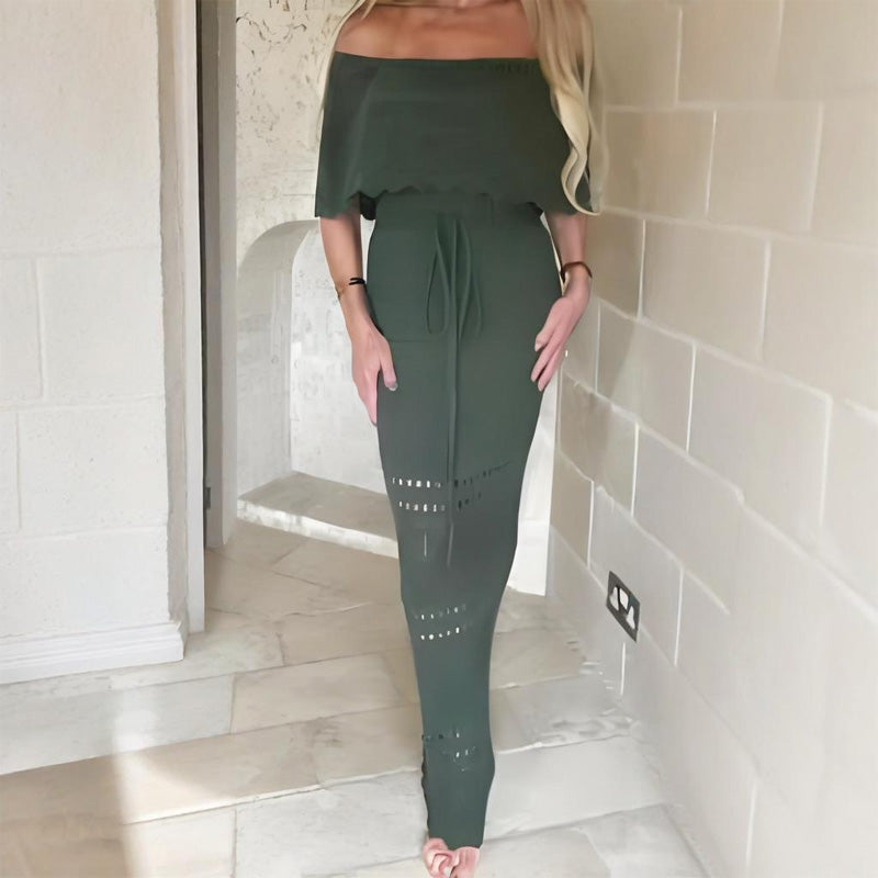 👑 Bespoke Off-Shoulder Maxi – Exclusive Evening & Party Statement