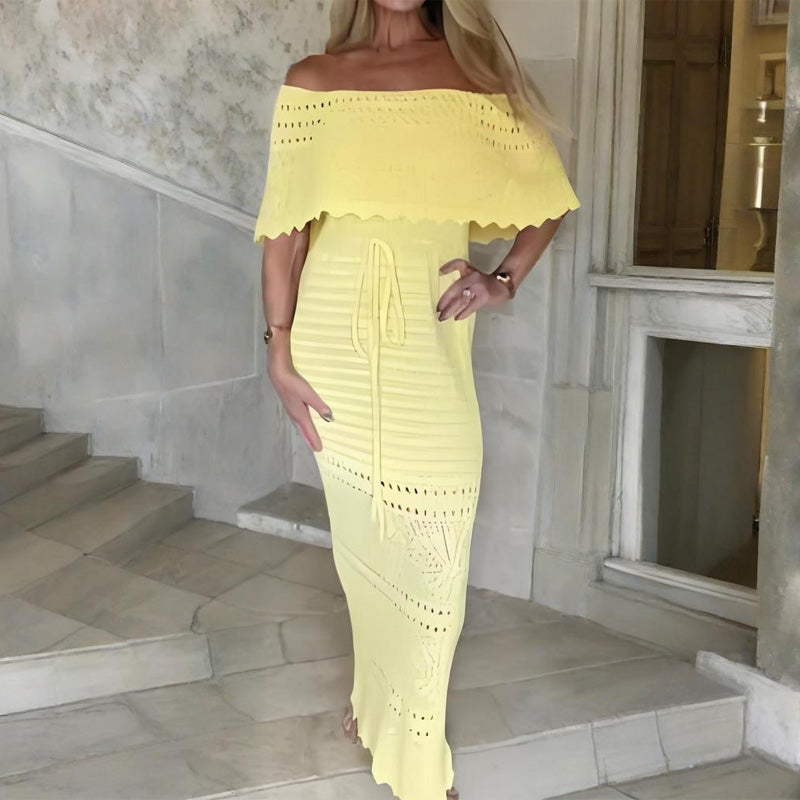 👑 Bespoke Off-Shoulder Maxi – Exclusive Evening & Party Statement