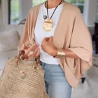 👗 Women's 3/4 Sleeve Open-Front Shawl – Effortless Casual Elegance
