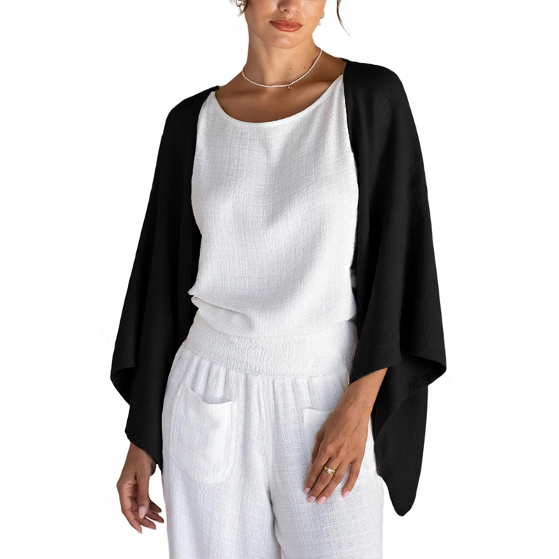 👗 Women's 3/4 Sleeve Open-Front Shawl – Effortless Casual Elegance