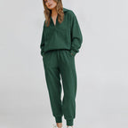 👕 Long Sleeve Half Zip Sweatsuit Set – Easy On/Off Comfort