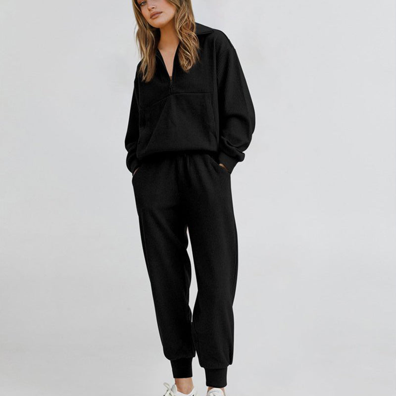 👕 Long Sleeve Half Zip Sweatsuit Set – Easy On/Off Comfort