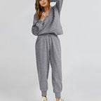 👕 Long Sleeve Half Zip Sweatsuit Set – Easy On/Off Comfort
