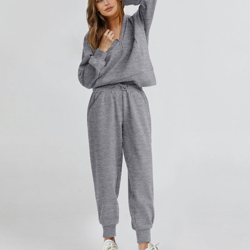 👕 Long Sleeve Half Zip Sweatsuit Set – Easy On/Off Comfort