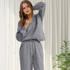 👕 Long Sleeve Half Zip Sweatsuit Set – Easy On/Off Comfort