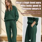 👕 Long Sleeve Half Zip Sweatsuit Set – Easy On/Off Comfort