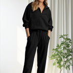 👕 Long Sleeve Half Zip Sweatsuit Set – Easy On/Off Comfort