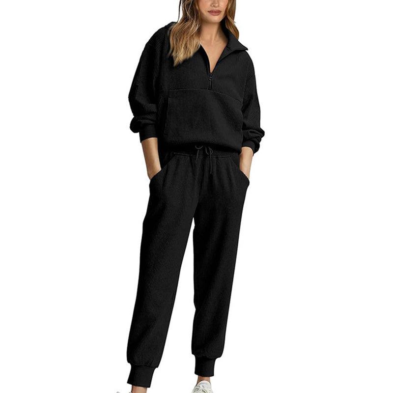 👕 Long Sleeve Half Zip Sweatsuit Set – Easy On/Off Comfort