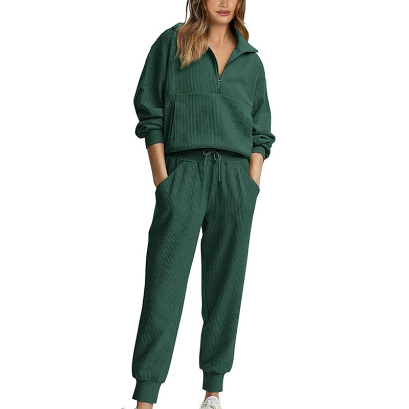 👕 Long Sleeve Half Zip Sweatsuit Set – Easy On/Off Comfort