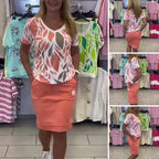 👗 1 Set = 5 Outfits! Printed Top + Skirt – Work/Date/Weekend Ready