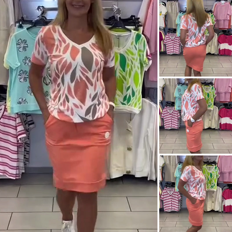 👗 1 Set = 5 Outfits! Printed Top + Skirt – Work/Date/Weekend Ready