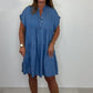 Women's Casual Solid Button-Down Short Dress 👗 Lightweight V-Neck Daily/Weekend