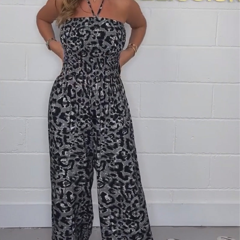 Trendy Women's Leopard Print Loose Jumpsuit – Comfortable & Fashionable