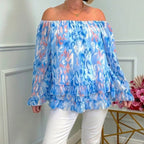 👗Off-Shoulder Printed Top for Women – Elegant Fit & Breathable Fabric