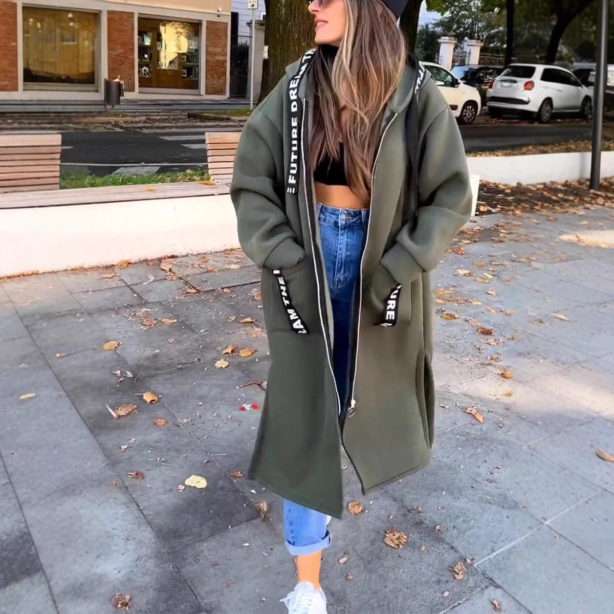 🧥Women's Hooded Long Sweatshirt – Cozy Layers for Cool Days