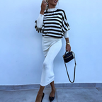 👚Striped Knit 2-Piece Set – Long-Sleeve Top & Slim Dress, Soft & Figure-Flattering