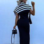 👚Striped Knit 2-Piece Set – Long-Sleeve Top & Slim Dress, Soft & Figure-Flattering