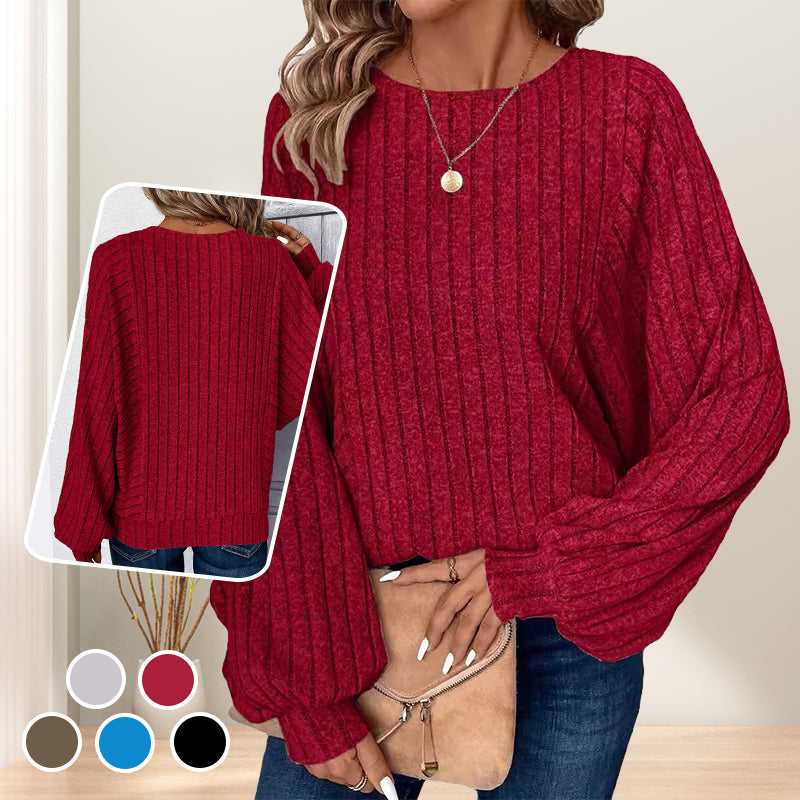 🧥Women's Ribbed Loose-Fit Pullover Tops – Cozy Knit, Effortless Oversized Style