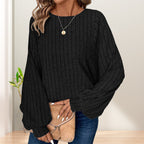 🧥Women's Ribbed Loose-Fit Pullover Tops – Cozy Knit, Effortless Oversized Style