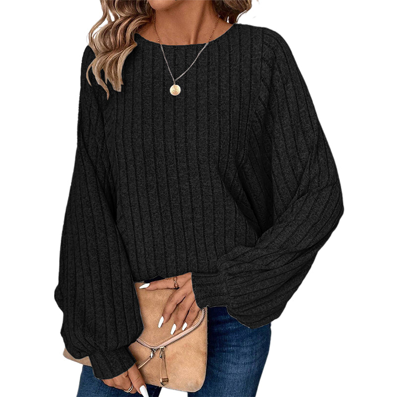 🧥Women's Ribbed Loose-Fit Pullover Tops – Cozy Knit, Effortless Oversized Style