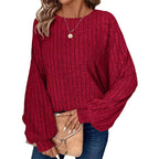 🧥Women's Ribbed Loose-Fit Pullover Tops – Cozy Knit, Effortless Oversized Style