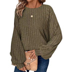 🧥Women's Ribbed Loose-Fit Pullover Tops – Cozy Knit, Effortless Oversized Style