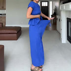 👩‍💼Women’s Pleated Top & Wide-Leg Pants Set – Perfect for Office & Casual Occasions🌟