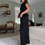 👩‍💼Women’s Pleated Top & Wide-Leg Pants Set – Perfect for Office & Casual Occasions🌟