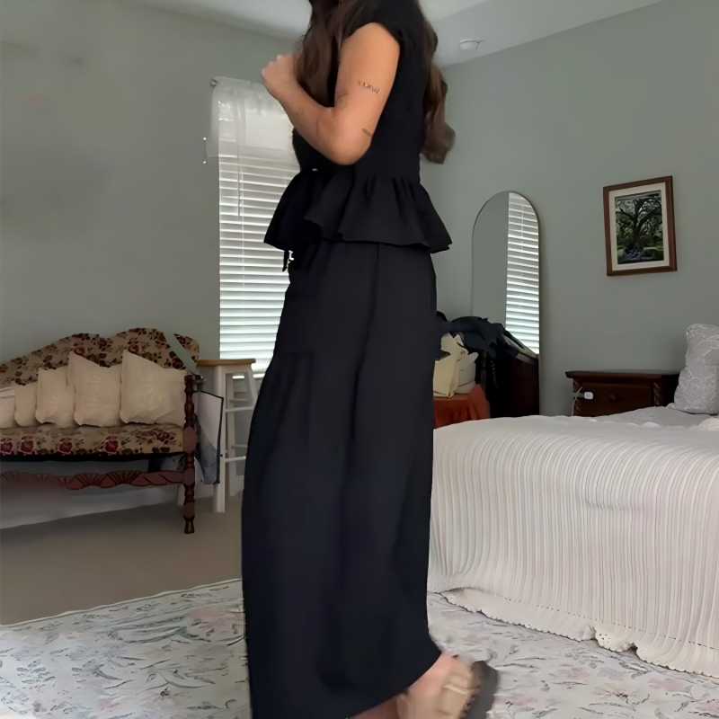 👩‍💼Women’s Pleated Top & Wide-Leg Pants Set – Perfect for Office & Casual Occasions🌟