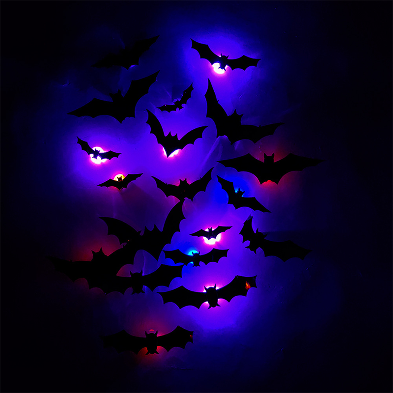 🦇Halloween 3D Bat LED Wall Light Decor 💡 – No Drilling Needed, Easy Installation | Soft LED Glow for Living Room/Bedroom Festive Vibe