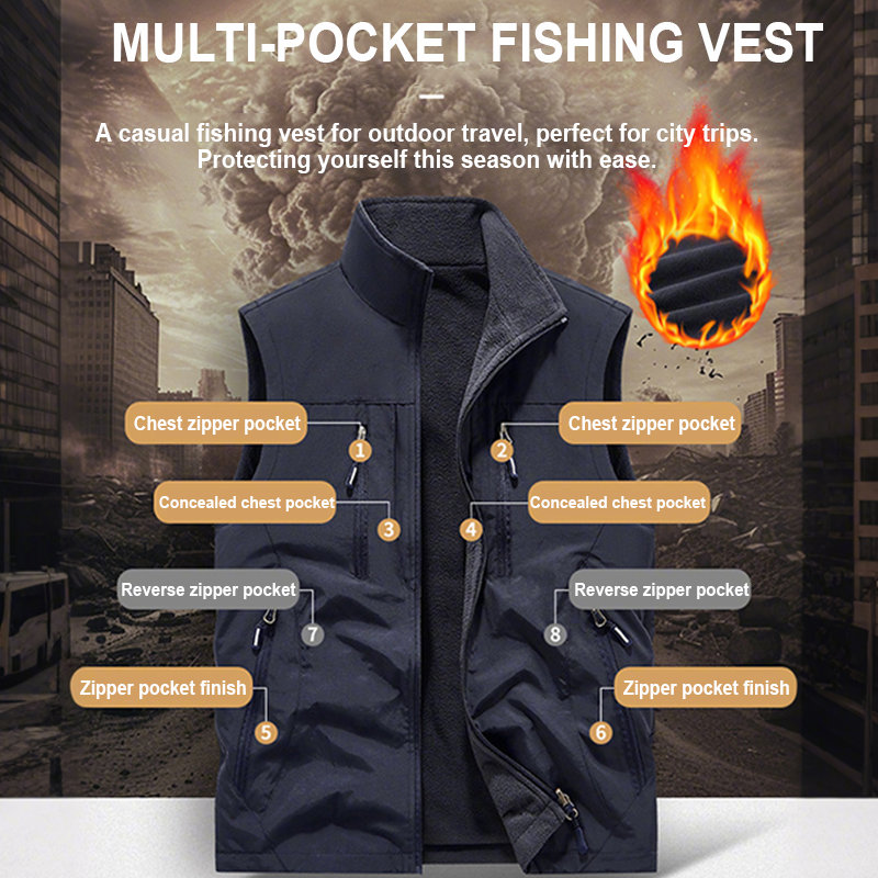 👕 Oversized Men's Sleeveless Vest Jacket – Roomy Fit, Functional Pockets, Trendy Street Style ✨