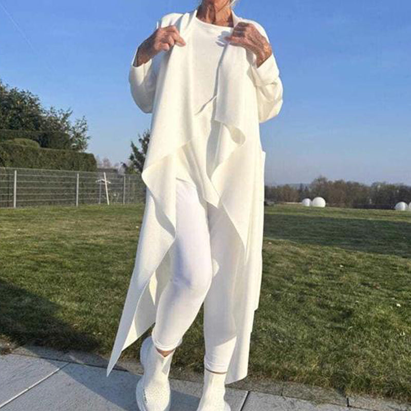 🌟 Women's Long Sleeve Open Front Cardigan – Irregular Drape Design, Casual Loose Layering Essential 👗