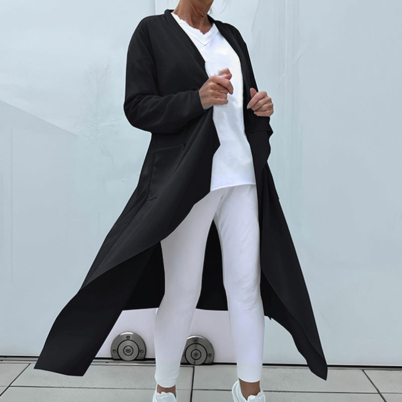 🌟 Women's Long Sleeve Open Front Cardigan – Irregular Drape Design, Casual Loose Layering Essential 👗