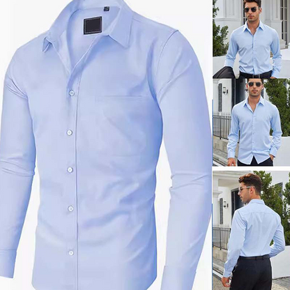 Solid-Color Long-Sleeve Shirt – Timeless Design, All-Day Comfort, Versatile for Any Day of the Week ✨