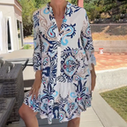 Women's Elegant Printed Loose Flowy Dress 🌺 – Boho Beach Vacay & Casual Daily Vibe